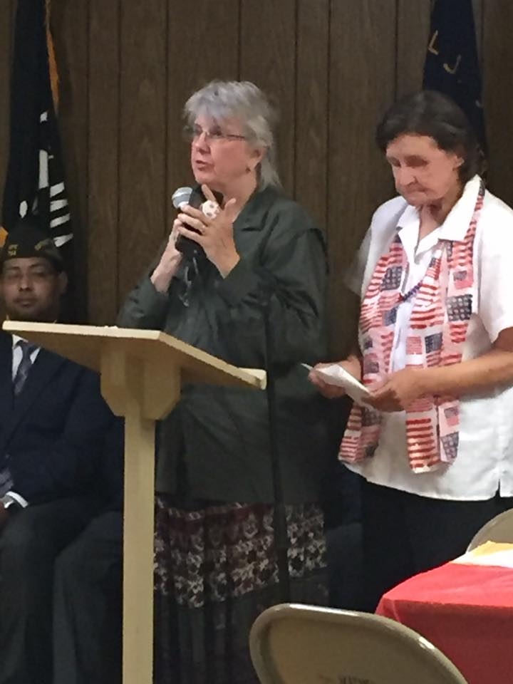 VFW District 7 Auxiliary Co-Chairman for Veteran & Family Support and Post 8006 Hospital Chairman Carlyjane Dunn Watson offering information on programs. 